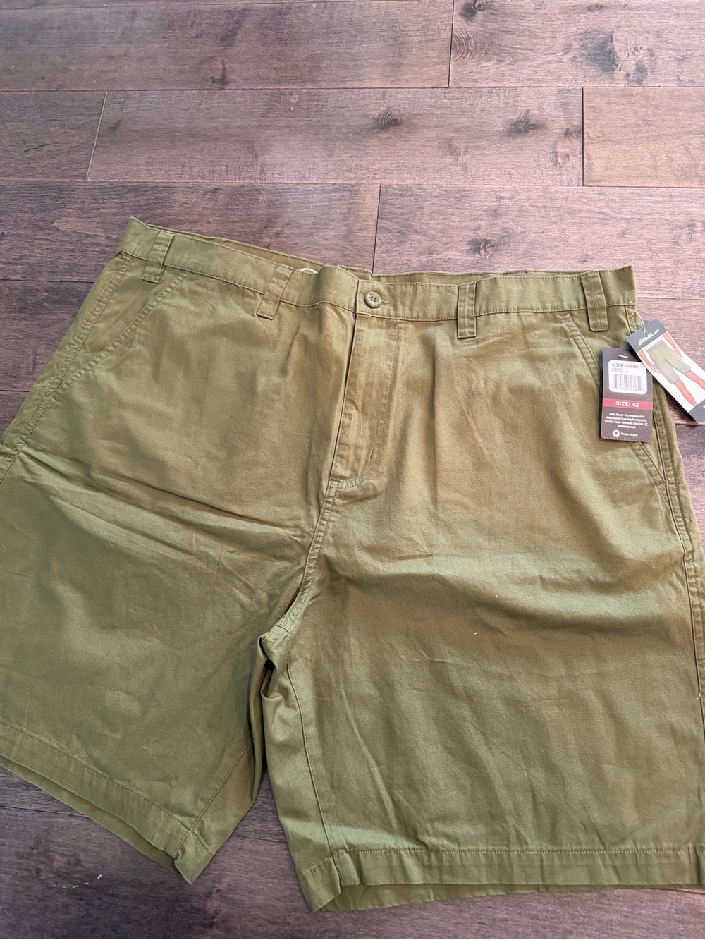 Eddie Bauer Olive Green Flat-Front Men's Shorts